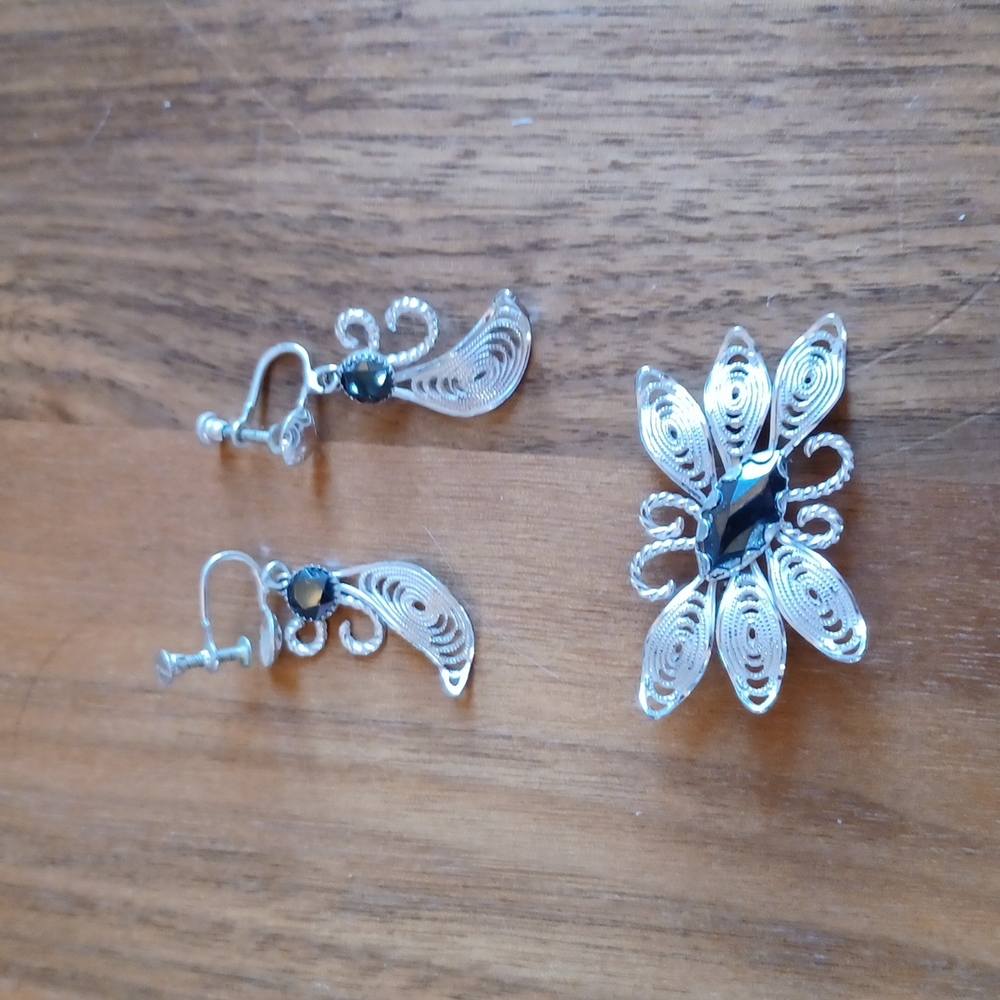 Sorento Sterling silver hematite earrings & brooch.*Last chance before I donate*